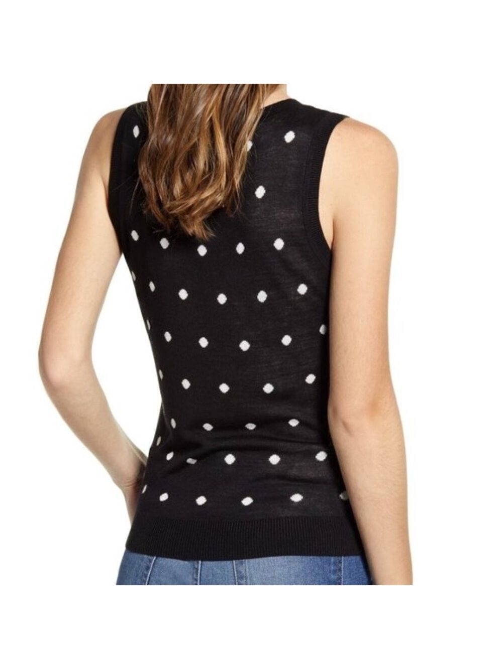 Halogen Patterned Crew Neck Knit Tank Top - Picture 3 of 3
